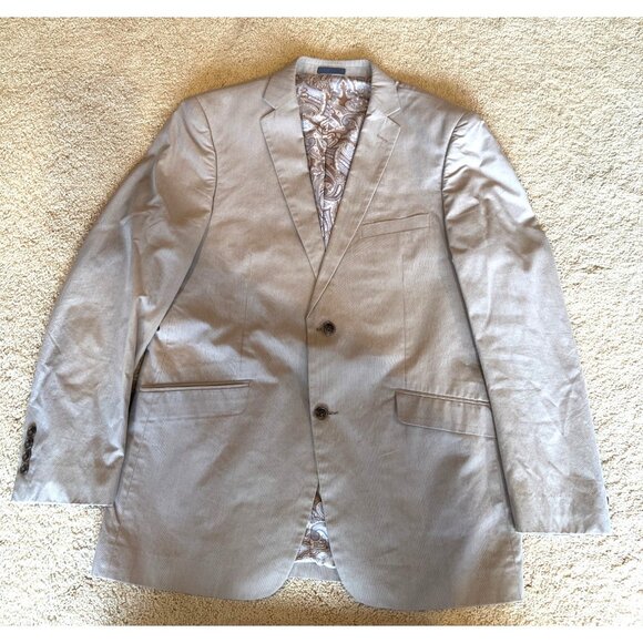 Madison Mens Beige Lined Blazer Jacket 100% Cotton Shell Polyester Lining Size 4 - Picture 3 of 8